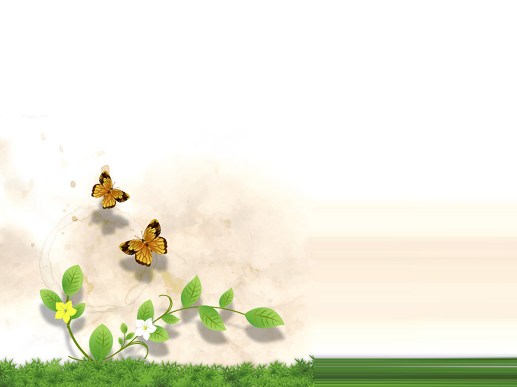 Grass and Flower with butterfly PPT Backgrounds