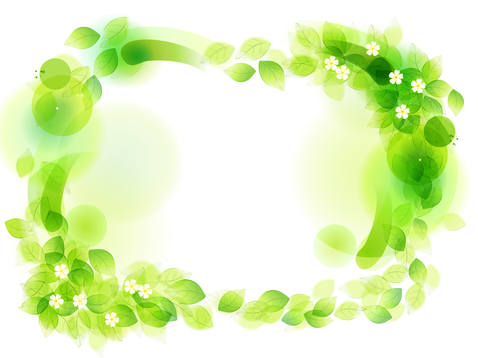 Green Floral Frame Powerpoint Template PPT Backgrounds