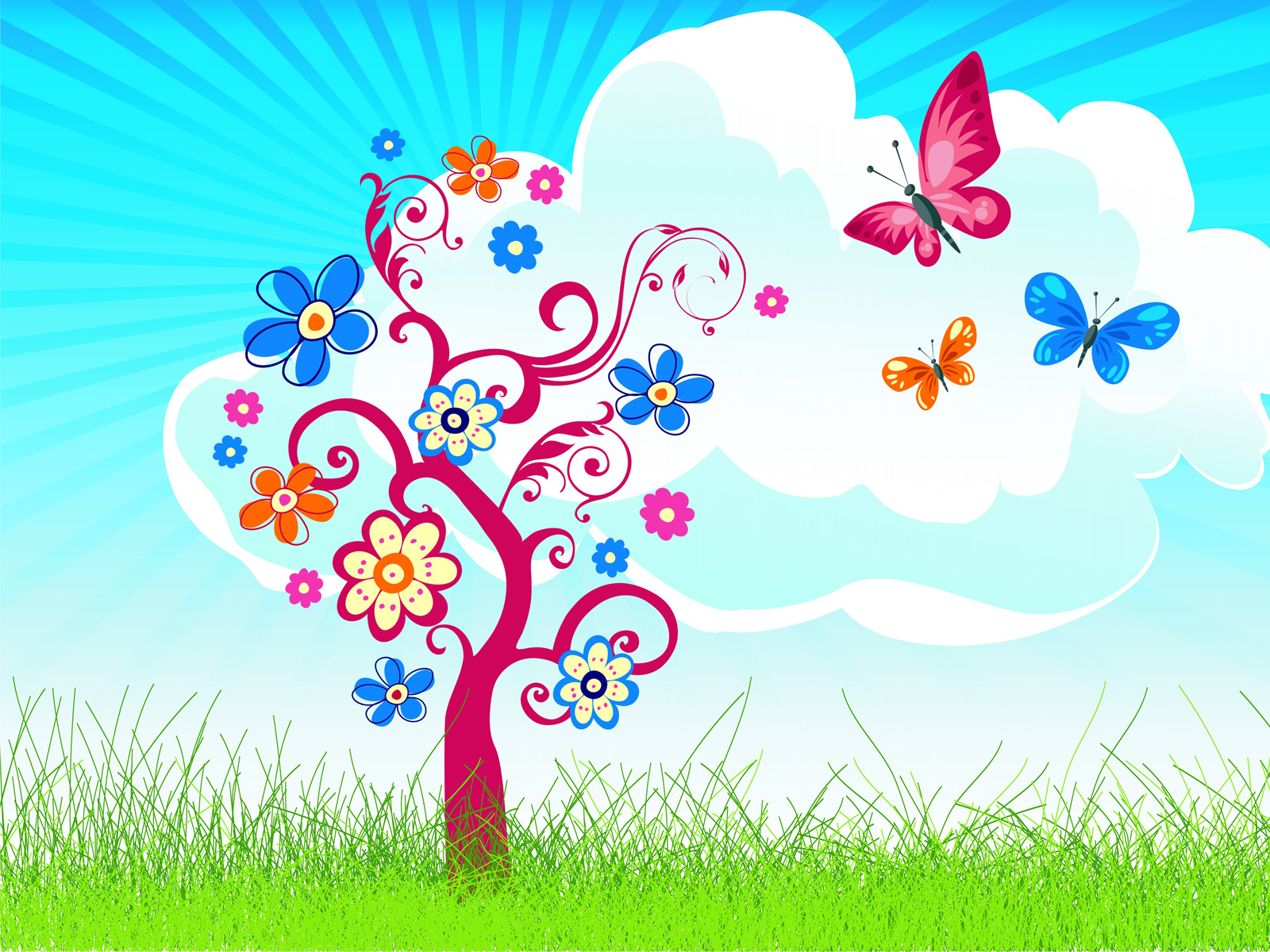 Joyful tree with butterfly