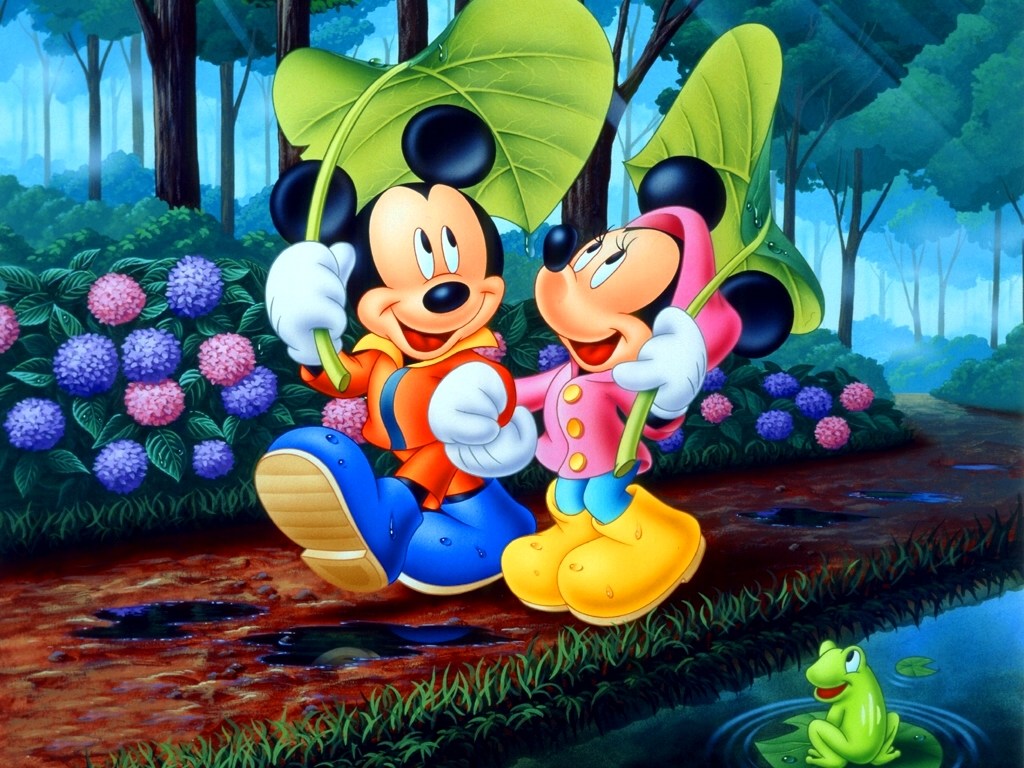 Mickey Mouse and Minnie Mouse