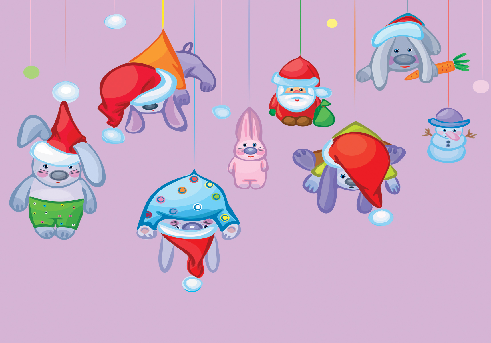 Santa claus and rabbits PPT Backgrounds