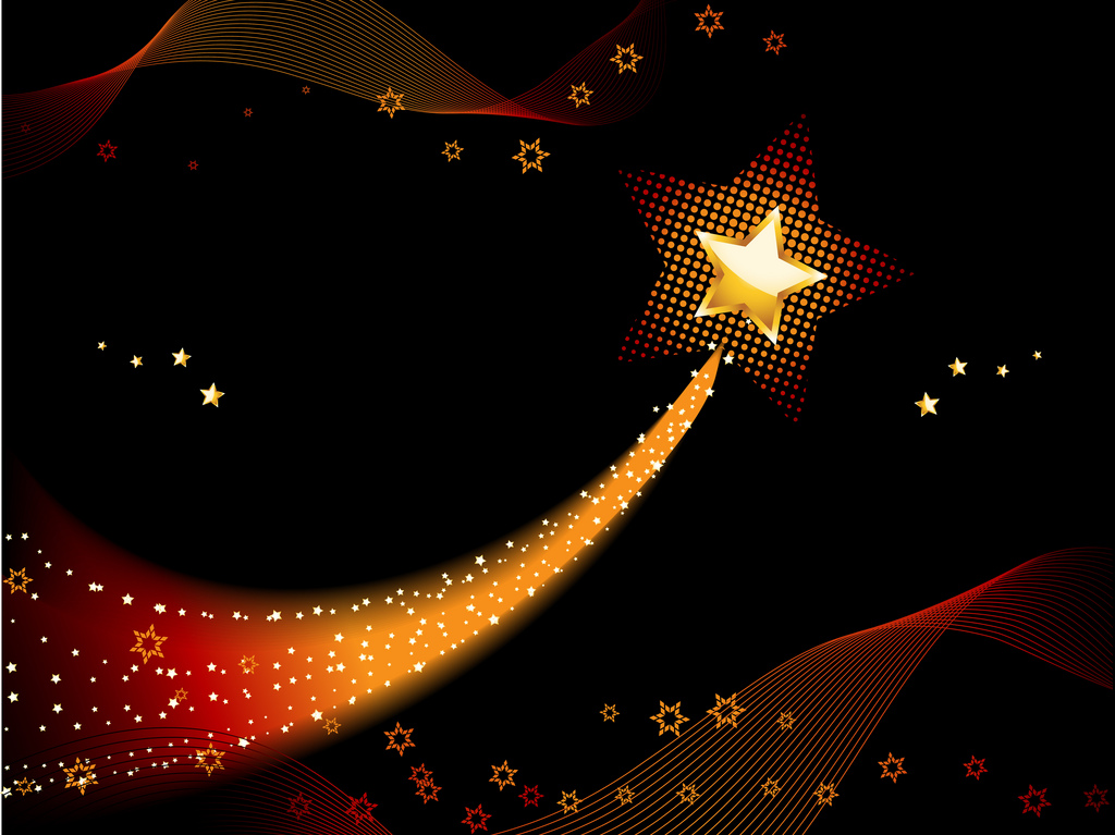 Festive shooting star with blended gold light PPT Backgrounds
