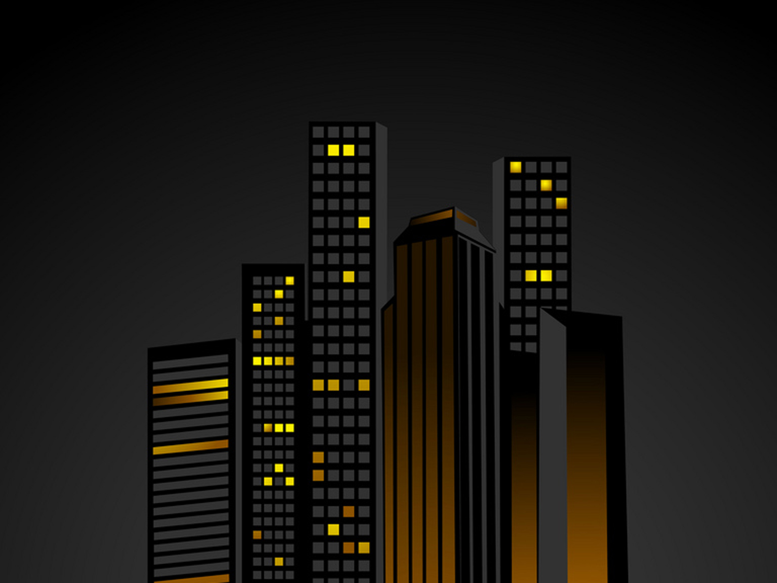Night time city with sky scrapers offices and appartments PPT Backgrounds