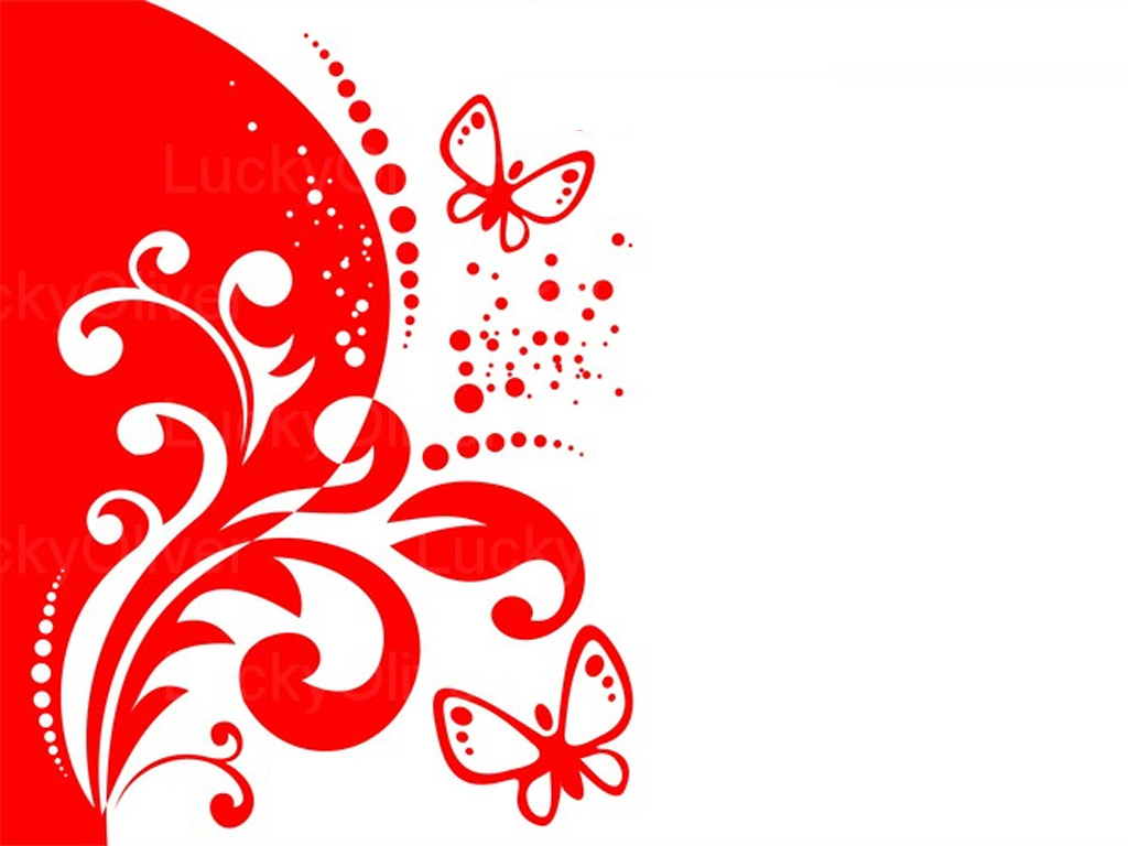 Red decor and butterflies PPT Backgrounds