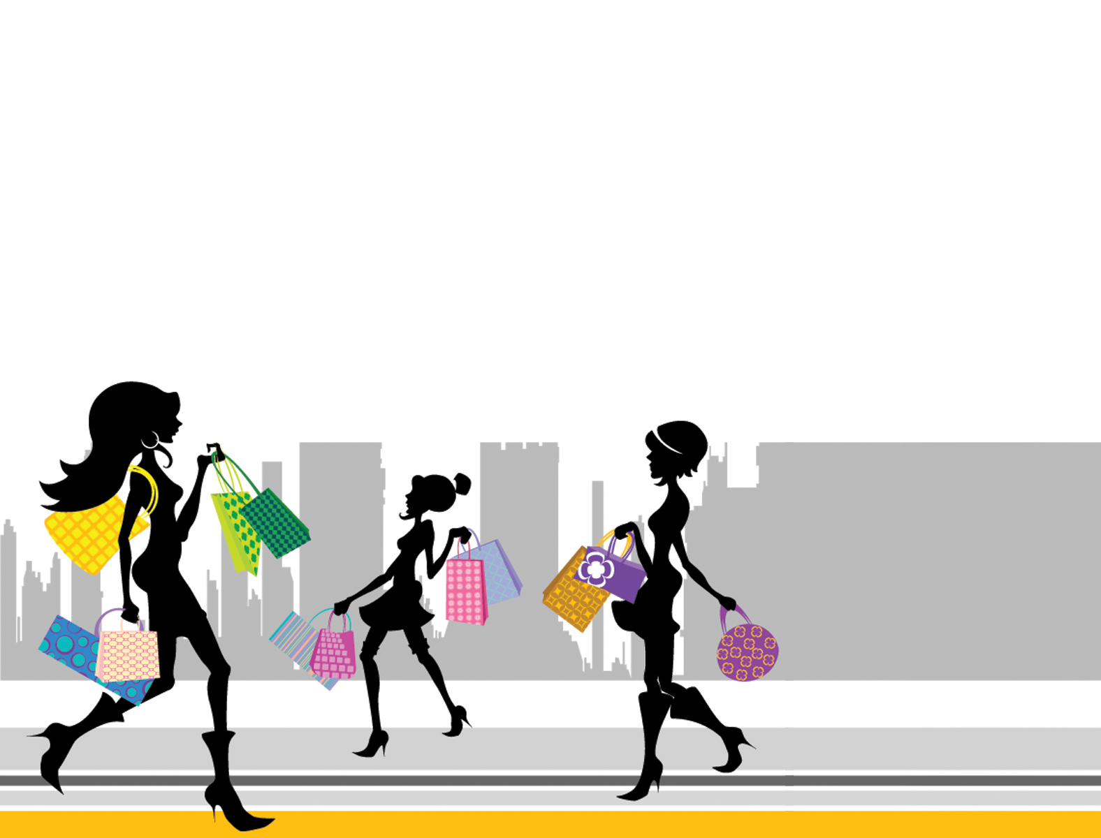 Shopping Girl Silhouette PPT Backgrounds