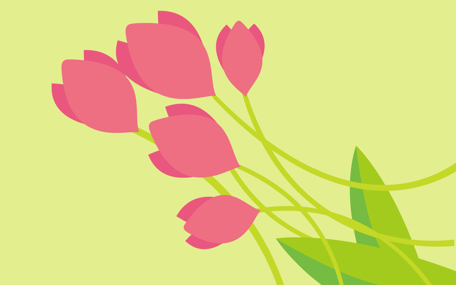 Tulipa Flowers on Yellow PPT Backgrounds