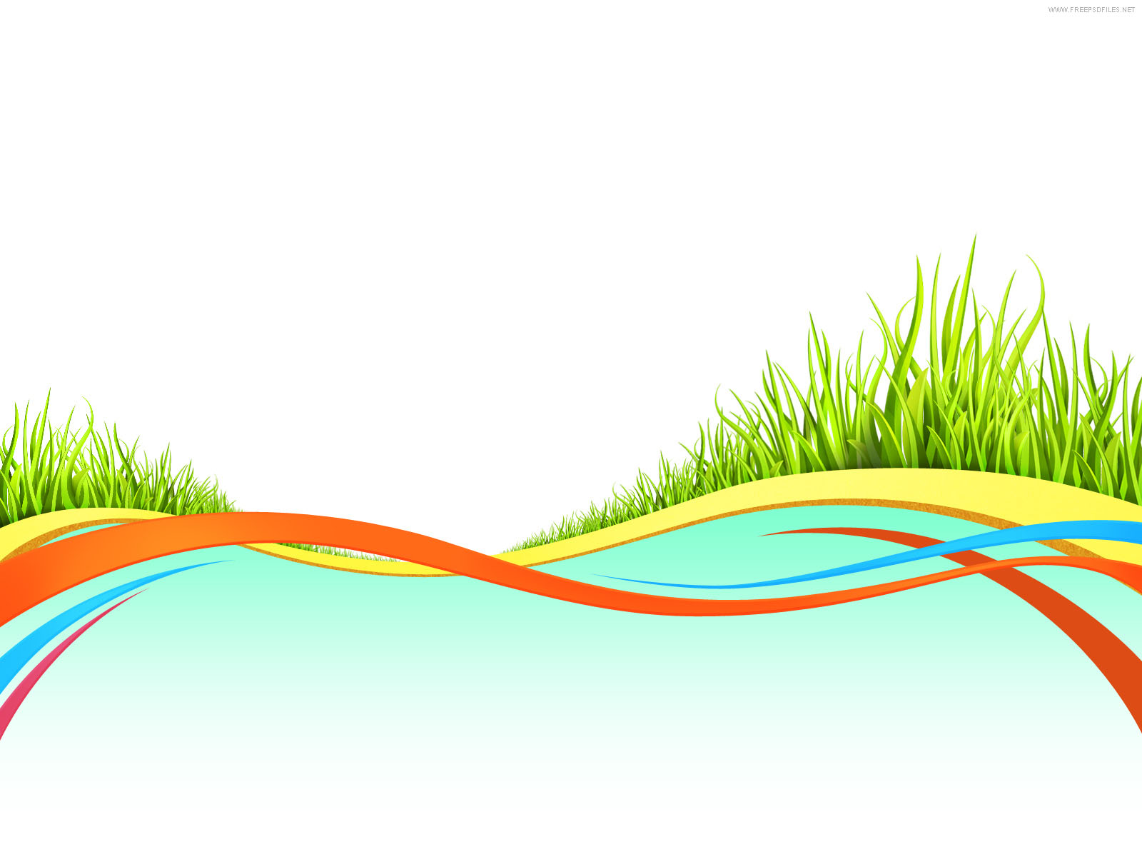 Wave backgrounds with Grass Elements PPT Backgrounds