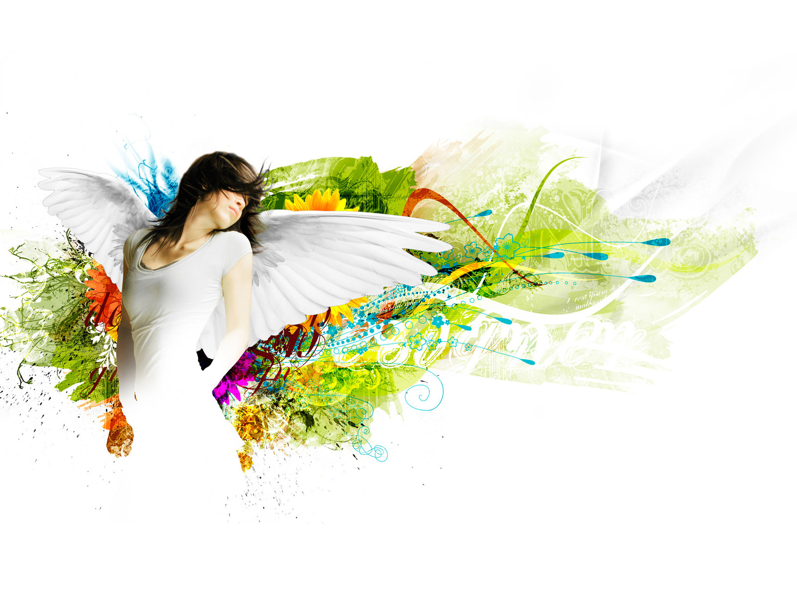White angel graphic PPT Backgrounds