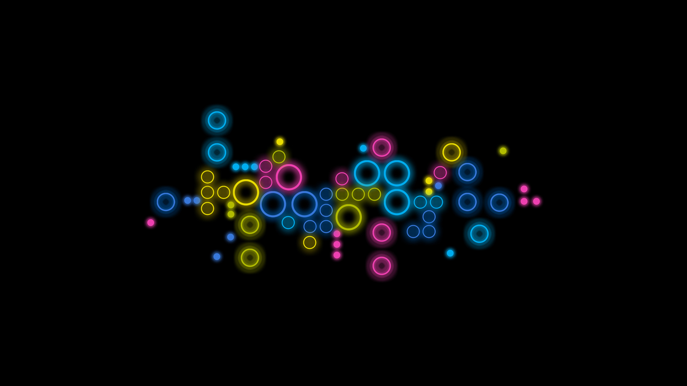 Colored circles on the black screen PPT Backgrounds