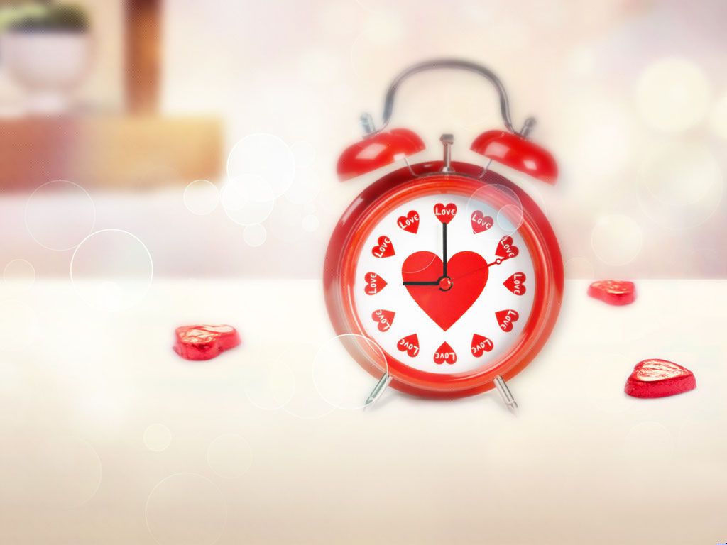 Love alarm clock slide image PPT Backgrounds