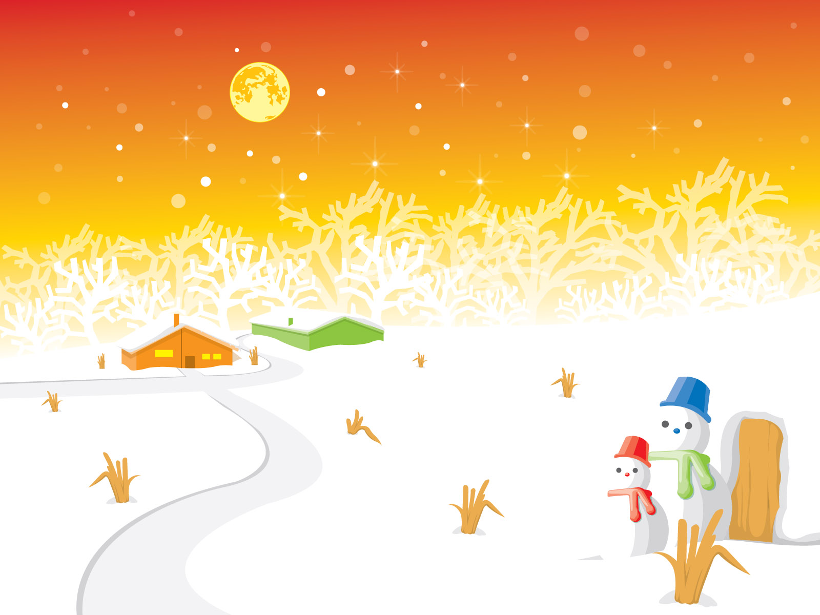 Snowman landscape holidays PPT Backgrounds